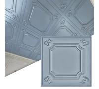 Art3d Drop Ceiling Tiles 605mm x 605mm Fit in 600mm x 600mm (12-Pack, 48 Sq.ft), Grey Plastic Acoustic Ceiling Tiles Wainscoting Ceiling Panels Glue Up