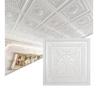 Art3d Drop Ceiling Tiles, Glue up Ceiling Tiles, 2'x2' Plastic Sheet in White (24-Pack, 96 Sq.ft)