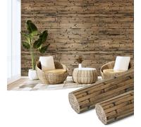 Art3d Natural Bamboo Wall Panel for Interior Decor, Renewable Pole Wrap Wainscoting Paneling for Wall Ceiling Furniture Cabinet Office, 12 x 96 Inch, 2-Pack - Dark Burned