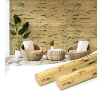 Art3d Natural Bamboo Wall Panel for Interior Wall Decor, Renewable Pole Wrap Wainscoting Paneling for Wall Ceiling Furniture Cabinet Office, 48 x 96 Inch, 2-Pack - Light Burned