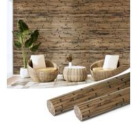 Art3d Natural Bamboo Wall Panel for Interior Wall Decor, Renewable Pole Wrap Wainscoting Paneling for Wall Ceiling Furniture Cabinet Office, 48 x 96 Inch, 2-Pack - Dark Burned