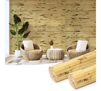 Art3d Natural Bamboo Wall Panel for Interior Wall Decor, Renewable Pole Wrap Wainscoting Paneling for Wall Ceiling Furniture Cabinet Office, 12 x 96 Inch, 2-Pack - Light Burned