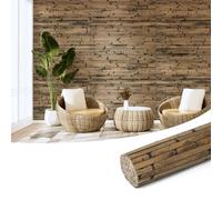 Art3d Natural Bamboo Wall Panel for Interior Wall Decor, Renewable Pole Wrap Wainscoting Paneling for Wall Ceiling Furniture Cabinet Office, 12 x 96 Inch - Dark Burned