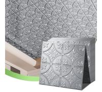 Art3d Pack of 12 Drop Ceiling Tiles 2x2, Glue-up Ceiling Panel, Suspended Ceilings Tiles Fancy Classic Style Argent Silver