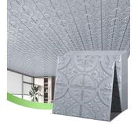 Art3d Pack of 12 Drop Ceiling Tiles 2x2, Glue-up Ceiling Panel, Suspended Ceilings Tiles Fancy Classic Style in Gray