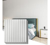 Art3d Pack of 12 Slatted Wall Panel, 3D Fluted Textured Panel, 3D Panels Wood Wall Panels, 50 x 50 cm, White