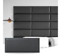 Art3d Peel and Stick Headboard for Twin in Black, Pack of 6 Panels Sized 9.84" x 23.62", Soundproof Wall Panels 3D, Upholstered Wall Panel
