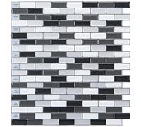 Art3d Peel and Stick Wall Tile for Kitchen/Bathroom Backsplash, 12"x12", Grey-White (6 Pack)