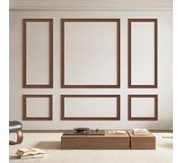 Art3d Pre-Cut Wall Molding Set of 6 pcs, Ready-to-Assemble Wainscoting Panels for Interior Wall Décor Living Room Bedroom Accent Wall - Installed with Glue, 3 Top 3 Bottom, Walnut