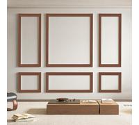 Art3d Pre-Cut Wall Molding Set of 6 pcs, Ready-to-Assemble Wainscoting Panels for Interior Wall Décor Living Room Bedroom Accent Wall - Installed with Glue, 3 Top 3 Bottom, Walnut