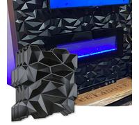 Art3d PVC 3D Diamond Wall Panel Jagged Matching-Matt Black, for Residential and Commercial Interior Decor (12 Pack)