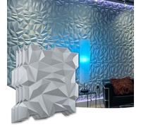 Art3d PVC 3D Diamond Wall Panel Jagged Matching-Matt Silver, for Residential and Commercial Interior Decor (12 Pack)