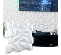 Art3d PVC 3D Diamond Wall Panel Jagged Matching-Matt White, for Residential and Commercial Interior Decor (12 Pack)