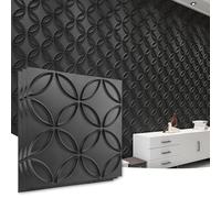 Art3d PVC 3D Wall Panel Interlocked Circles in Matt Black Cover 32 Sq.ft, for Interior Ceiling and Wall Decor for Residential or Commerical, 19.7''×19.7''