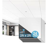Art3d PVC Drop Ceiling Tiles in White - 24x24in, Waterproof Smooth Tiles Cover 96 Sq. Ft, No Sag and Breakage, 24-Pack