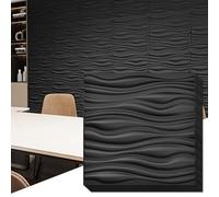 Art3d PVC Wave Board Textured 3D Wall Panels, Black, 19.7" x 19.7" (12 Pack)