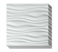 Art3d PVC Wave Board Textured 3D Wall Panels White, 50x50cm (12 Pack)