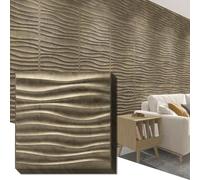Art3d PVC Wave Panels for Interior Wall Decor, Antique Gold Textured 3D Wall Tiles, 19.7" x 19.7" (12-Pack), A10040AG