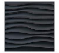 Art3d PVC Wave Panels for Interior Wall Decor, Black Textured 3D Wall Tiles,50 * 50cm (12 Pack)