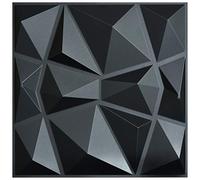 Art3d Textures 3D Wall Panels Diamond Design, 32 Sq.Ft PVC Interior Wall Decor for Living Room, Bathroom, Kitchen, Pack of 12 Tiles, 19.7 x 19.7 Inch, Black