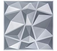 Art3d Textures 3D Wall Panels Diamond Design, 32 Sq.Ft PVC Interior Wall Decor for Living Room, Bathroom, Kitchen, Pack of 12 Tiles, 19.7 x 19.7 Inch, Grey