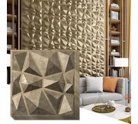 Art3d Textures 3D Wall Panels Diamond Design, 32 Sq.Ft PVC Interior Wall Decor for Living Room, Bathroom, Kitchen, Pack of 12 Tiles, 19.7 x 19.7 Inch, Antique Gold