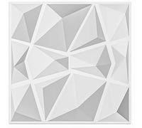 Art3d Textures 3D Wall Panels Diamond Design, 32 Sq.Ft PVC Interior Wall Decor for Living Room, Bathroom, Kitchen, Pack of 12 Tiles, 19.7 x 19.7 Inch, White
