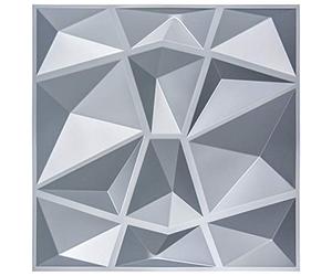 Art3d Textures 3D Wall Panels Diamond Design, 32 Sq.Ft PVC Interior Wall Decor for Living Room, Bathroom, Kitchen, Pack of 12 Tiles, 19.7 x 19.7 Inch, Grey