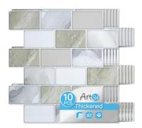 Art3d Upgrade Thicker Peel and Stick Beige & White Wall Tiles Backsplash for Kitchen and Bathroom, Metro Subway Tiles Self Adhesive Tile Stickers,12"x 12", 10-Sheet