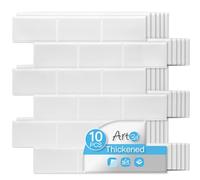 Art3d Upgrade Thicker Peel and Stick White Washed Wall Tiles Backsplash for Kitchen and Bathroom, Metro Subway Tiles Self Adhesive Tile Stickers,12"x 12", 10-Sheet