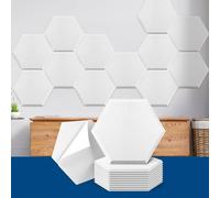 Art3dwallpanels Self Adhesive 12 Pack Acoustic Panels, 14" X 12" X 0.4" Soundproof Wall Panels, High Density Sound Absorbing Panels Hexagon Beveled Edge Sound Dampening Panels, Studio Treatment Tiles