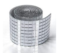Art3dwallpanels Self-Adhesive 1888 Pieces Glass Mosaic Mirror Tiles Square Sticker Disco Ball for DIY Craft Decoration (Silver)