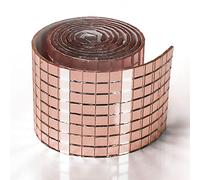 Art3dwallpanels Self-Adhesive 1888 Pieces Glass Mosaic Mirror Tiles Square Sticker Disco Ball for DIY Craft Decoration (Rose Gold)
