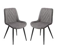 arta diamond stitch dark grey fabric dining chairs in pair