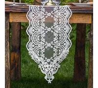 ARTABLE Rectangle Table Runner Lace Macrame Embroidered Table Runners with Exquisite Vintage Shabby Chic for Holiday Wedding Long Dinner Tables (White, 12 x 120 Inch)