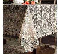 ARTABLE Rectangular Lace Macrame Vintage Tablecloth Shabby Chic Embroidered Oblong Table Cover for Wedding Banquet Holiday Dinner Tables (Golden, 51" x 70")