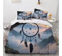 ARTAMA Comforter Cover Set for Kids Boys Girls Dreamcatcher Mountain Print Duvet Cover Sunrise Landscape Bedding Set 3D Printed Quilt Cover,Room Decor 3Pcs Bedding Single Size