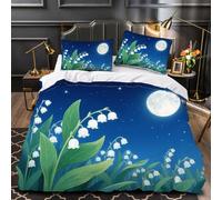 ARTAMA Duvet Cover Moon Lily Of The Valley Bedding Set Kids Boys Girls Teens Room Natural Landscape Bedspread 3Pcs Zipper Super King Size