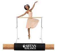 Artan Balance Ballet Barre Portable for Home or Studio, Freestanding Adjustable Bar for Stretch, Pilates, Dance or Active Workouts, Single or Double, Kids and Adults (Curved Single Bar 4ft White)
