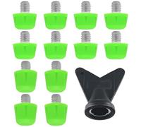 Artanchao 12 Plastic Football Studs, Compatible with Adidas Studs, M6 Thread, 8 x 8 mm & 4 x 11 mm, Green, with Wrench