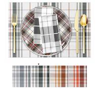 ARTAND Tartan Scotland Black Table Mats Set of 6 Woven Vinyl Place Mats for Dinner Table Washable & Durable Indoor/Outdoor Use - 6 Pcs, 03 Tartan Black