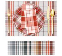 ARTAND Tartan Scotland Red Table Mats Set of 6 Woven Vinyl Place Mats for Dinner Table Washable & Durable Indoor/Outdoor Use - 6 Pcs, 03 Tartan Red