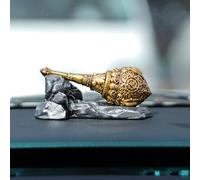 Artarium Hanuman Gada Idol 4.1 Inch Gold & Silver Finish, Bajrang Bali Gada Statue for Car Dashboard, Home Temple Decor, Office Desk, Resin Hindu Religious Showpiece & Spiritual Gift