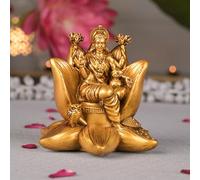 Artarium Lakshmi Statue Figurine Seated Lakshmi Murti Laxmi Idol for Goddess of Wealth, Fortune, Wisdom & Prosperity Sculpture Home Office Mandir Pooja Item Diwali Gifts & Decoration for Home Decor