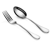 Artaste 56426 Rain 18/10 Stainless Steel Table Serving Spoons and Forks Set, Set of 6, Silver, 12-Piece