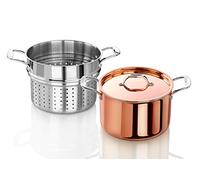 Artaste 56877 Rain Tri-Ply Copper Clad Induction Ready Stock Pot with Steamer, 7.5-Quart