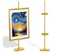 ARTASY Tabletop Picture Stand for Display, Adjustable Easel Stand for Sign Up to 29" H, Metal Table Frame Stand Holder for Banner, Picture, Photo, Poster, Artwork- Gold 1 Pc