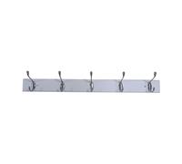 ARTAWEIN Charming 6-Satin Nickel Hooks on Bamboo Board, Wall Mounted Coat Hook Rack, Ideal for Organizing Coats, Towels, and More in Your Lovely Home (5-Hooks)