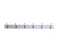 ARTAWEIN Charming 6-Satin Nickel Hooks on Bamboo Board, Wall Mounted Coat Hook Rack, Ideal for Organizing Coats, Towels, and More in Your Lovely Home (6-Hooks)