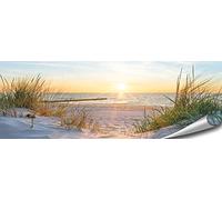 ARTBAY Sea Poster HD XXL - Panorama - Art Print - 46.8 x 16.5 Inch (118.8 x 42 cm) | Sunrise on the beach | Dunes | Nature Poster | Premium Quality